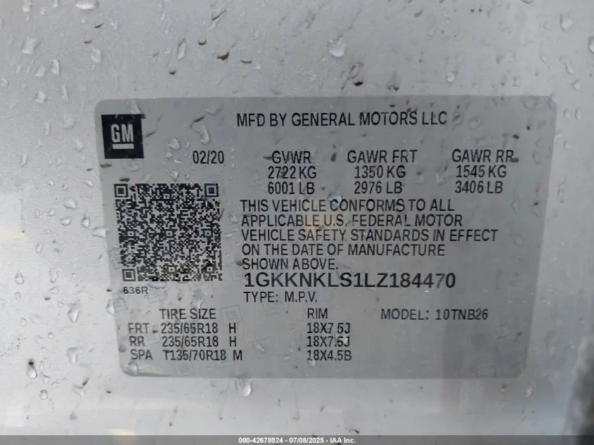 2020 GMC ACADIA FWD SLE