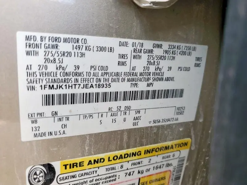 2018 FORD EXPEDITION MAX XLT  