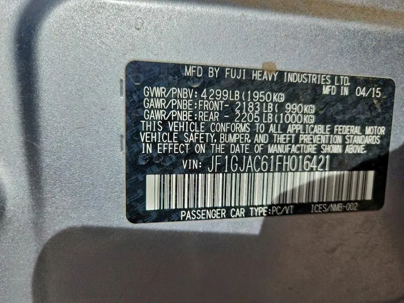 2015 SUBARU IMPREZA PREMIUM  