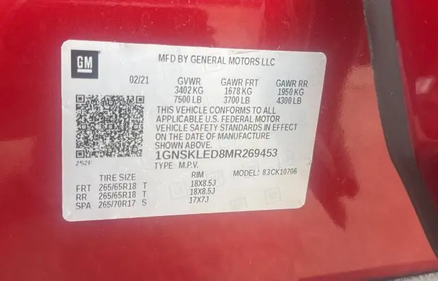 2021 CHEVROLET TAHOE K1500  