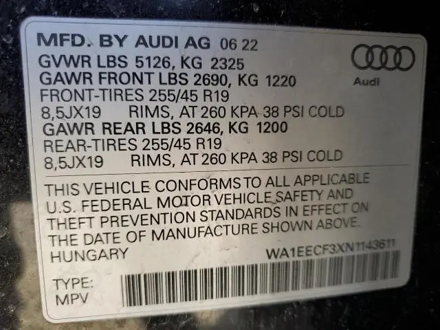 2022 AUDI Q3 PREMIUM PLUS S LINE 45  