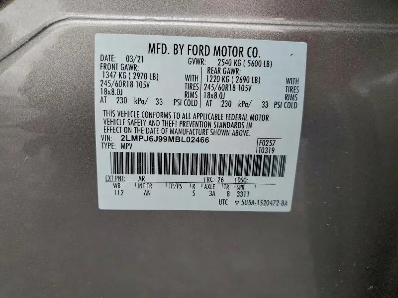 2021 LINCOLN NAUTILUS   