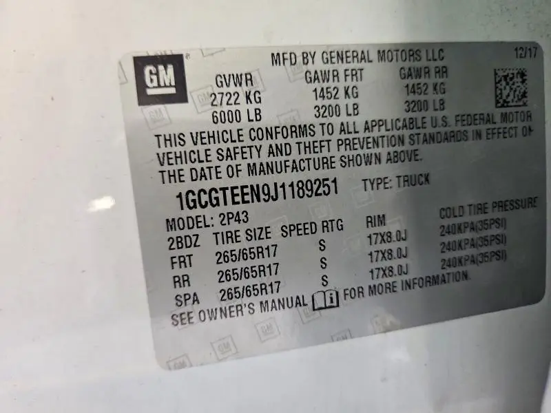 2018 CHEVROLET COLORADO ZR2  