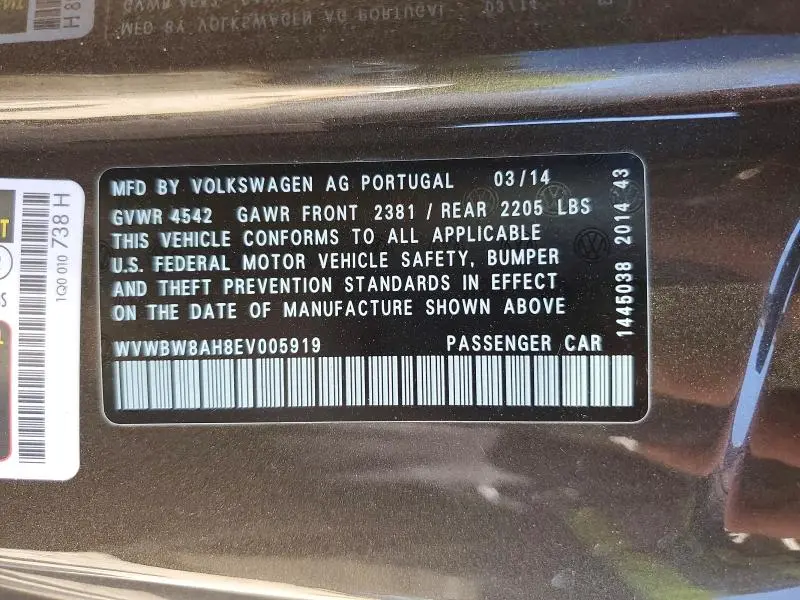 2014 VOLKSWAGEN EOS KOMFORT  