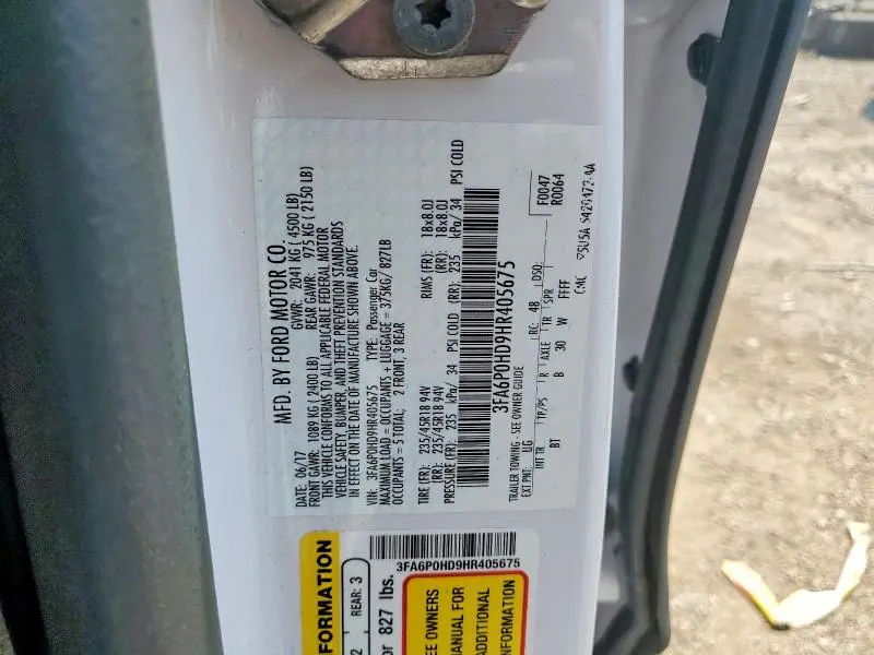 2017 FORD FUSION SE  