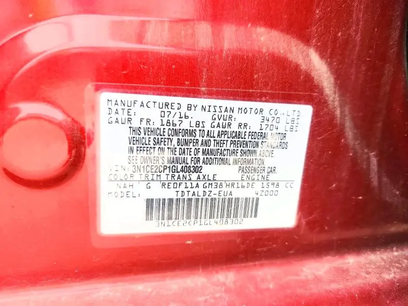 2016 NISSAN VERSA NOTE SV  