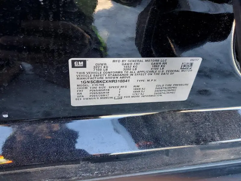 2017 CHEVROLET TAHOE C1500 LT  