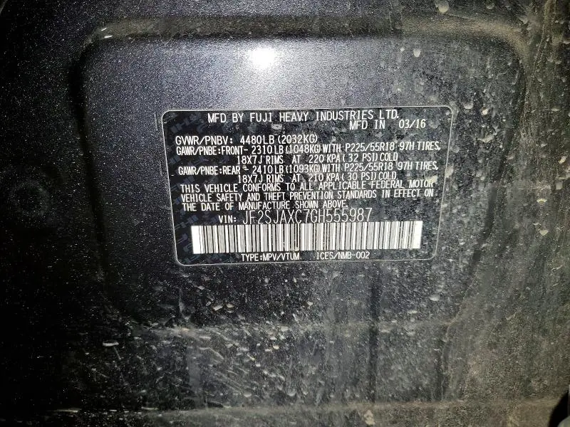 2016 SUBARU FORESTER 2.5I TOURING  