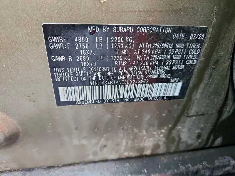 2020 SUBARU OUTBACK LIMITED  