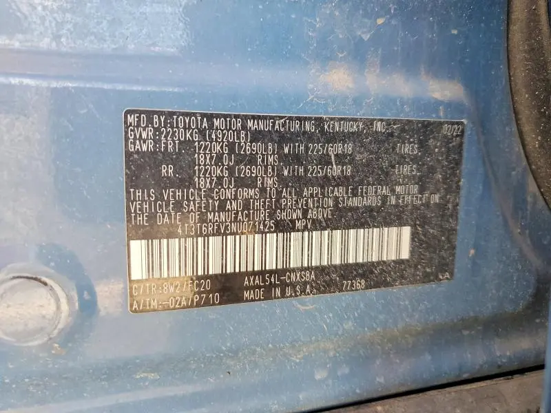2022 TOYOTA RAV4 SE  