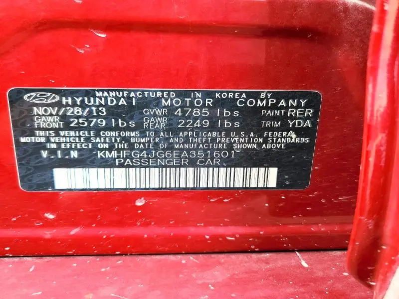 2014 HYUNDAI AZERA BASE  