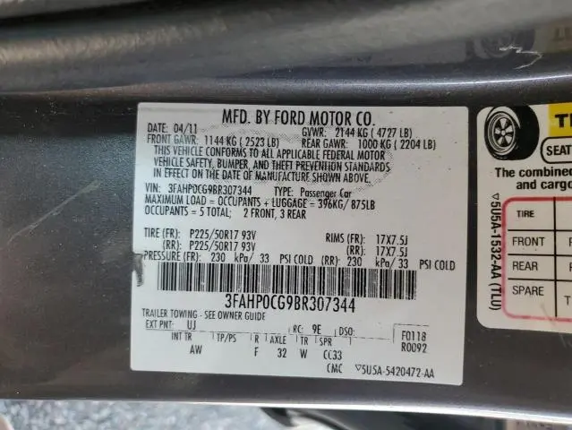 2011 FORD FUSION SEL  
