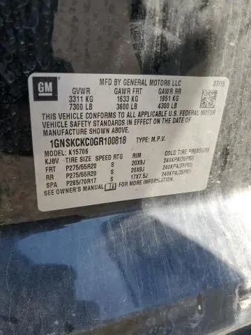 2016 CHEVROLET TAHOE K1500 LTZ  