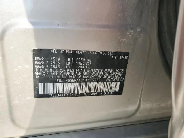2017 SUBARU LEGACY 2.5I LIMITED