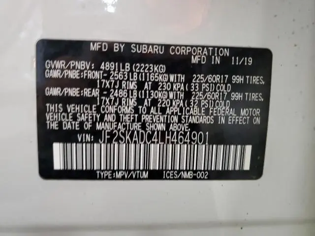 2020 SUBARU FORESTER   