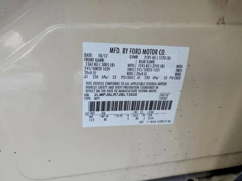 2018 LINCOLN MKX RESERVE  