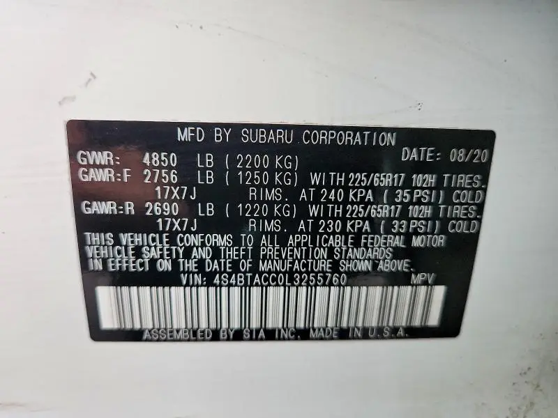 2020 SUBARU OUTBACK PREMIUM  