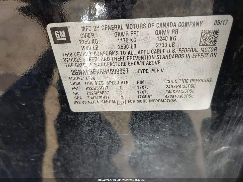 2017 CHEVROLET EQUINOX LS