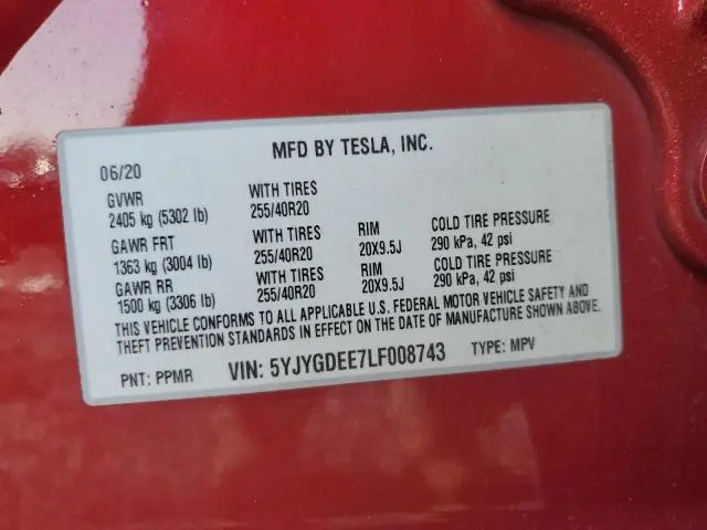 2020 TESLA MODEL Y 