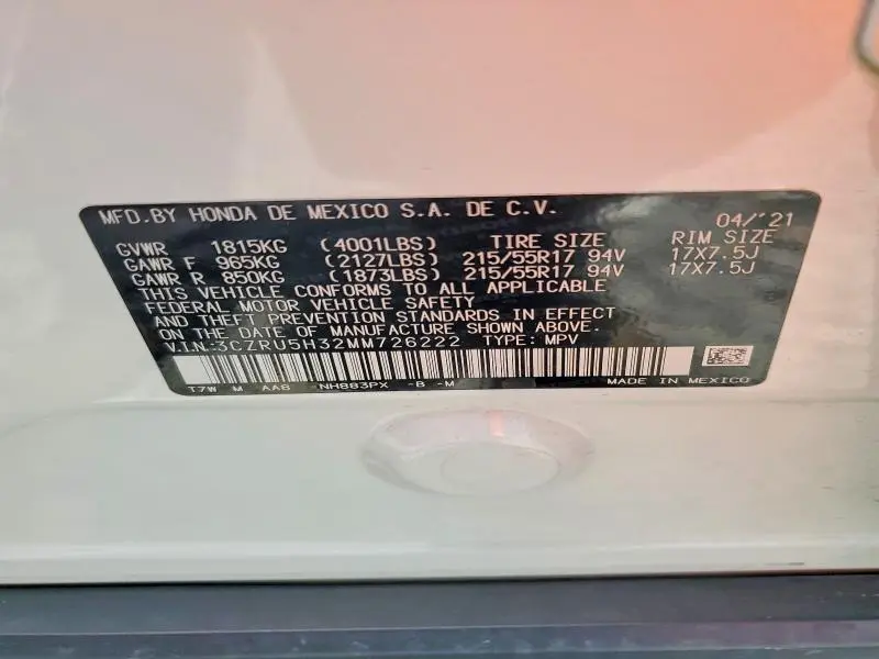 2021 HONDA HR-V LX  