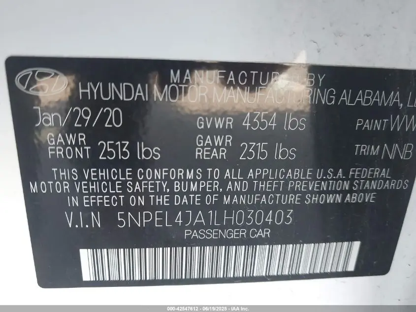 2020 HYUNDAI SONATA SEL