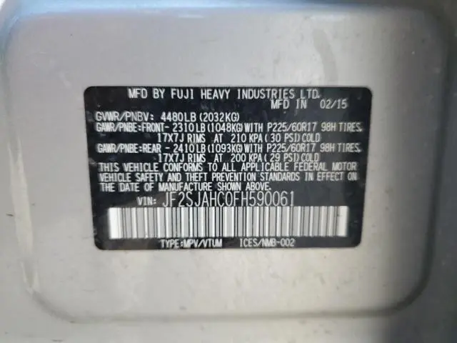 2015 SUBARU FORESTER 2.5I LIMITED  