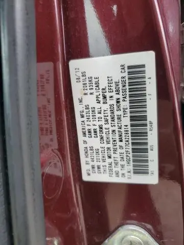 2012 HONDA ACCORD EX  