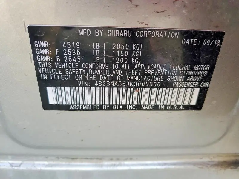 2019 SUBARU LEGACY 2.5I  
