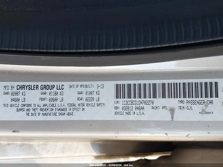 2013 CHRYSLER 200 LIMITED