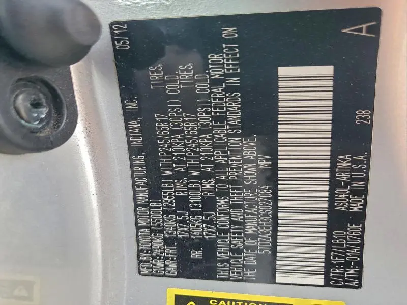 2012 TOYOTA HIGHLANDER BASE  