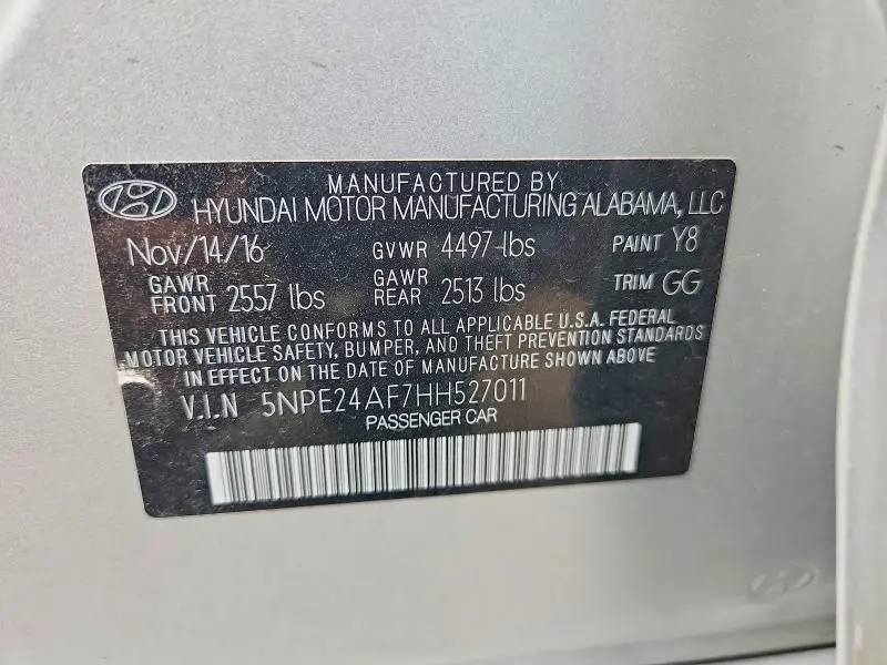 2017 HYUNDAI SONATA SE  