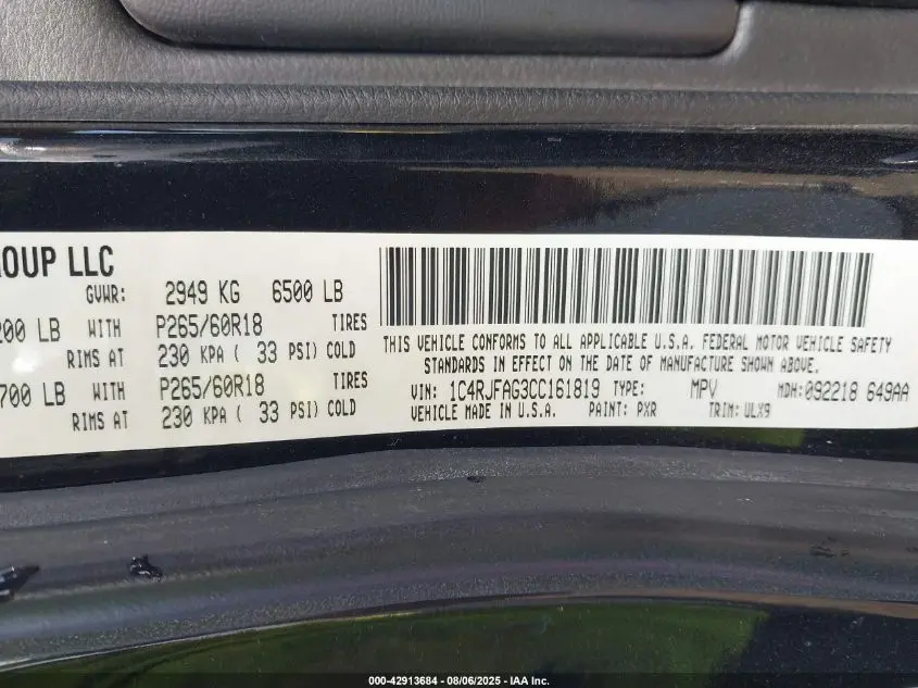 2012 JEEP GRAND CHEROKEE LAREDO