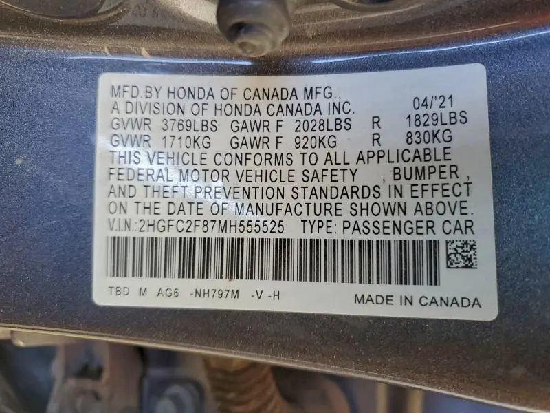 2021 HONDA CIVIC SPORT  