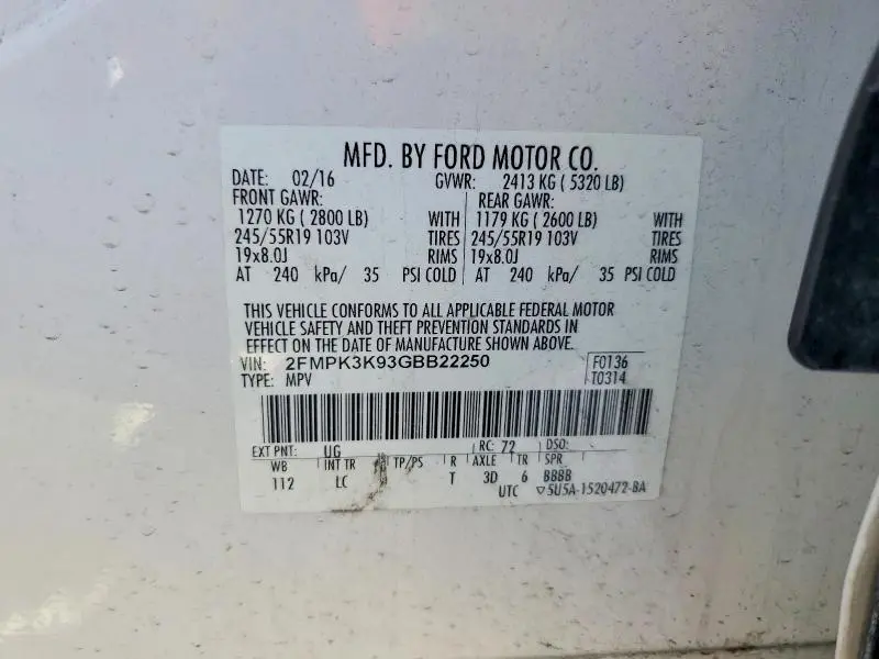 2016 FORD EDGE TITANIUM  