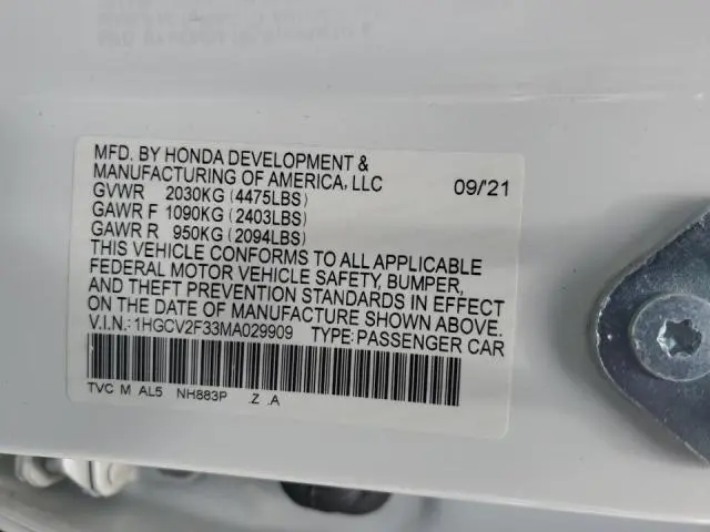2021 HONDA ACCORD SPORT  