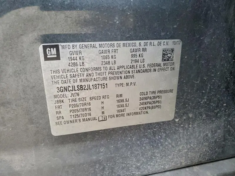 2018 CHEVROLET TRAX 1LT  