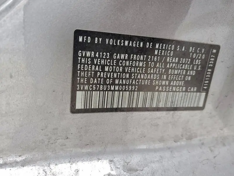 2021 VOLKSWAGEN JETTA S  