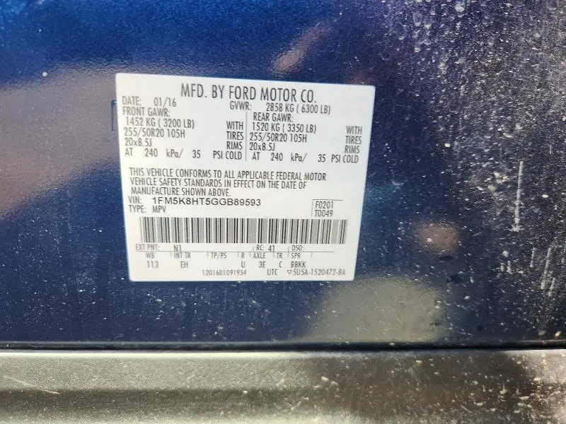 2016 FORD EXPLORER PLATINUM  