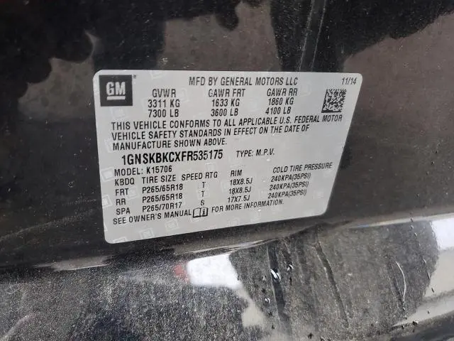 2015 CHEVROLET TAHOE K1500 LT  