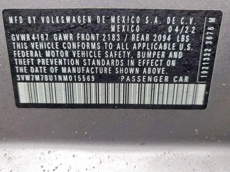 2022 VOLKSWAGEN JETTA SE  