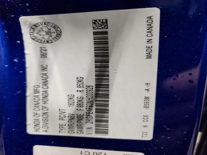 2022 HONDA CIVIC TOURING  