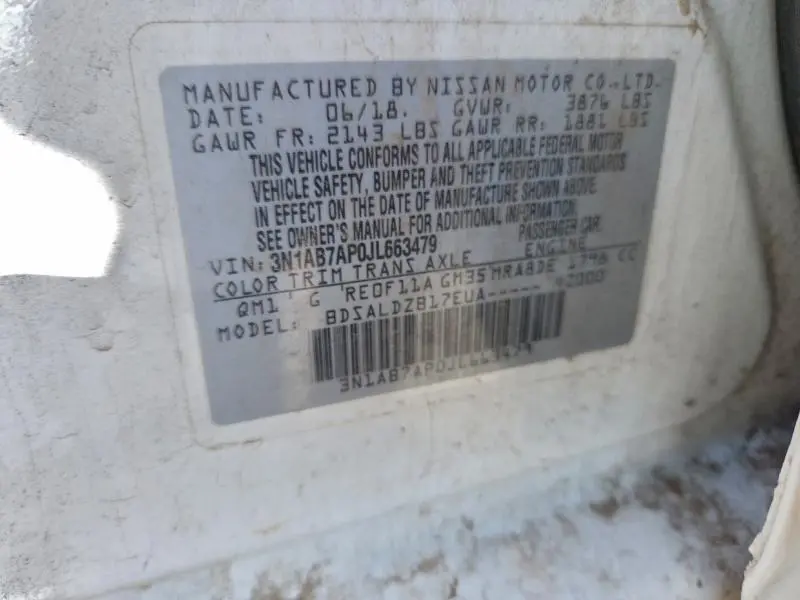 2018 NISSAN SENTRA S  