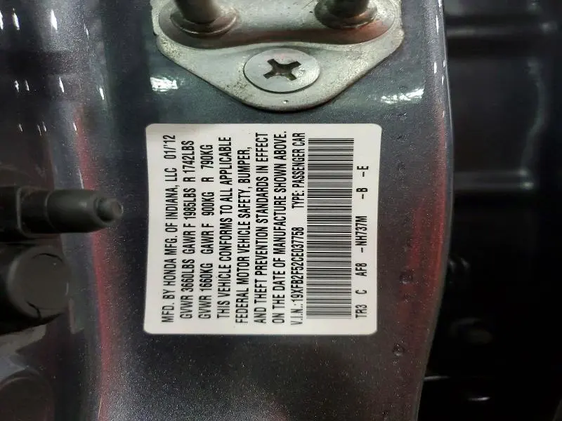 2012 HONDA CIVIC LX  