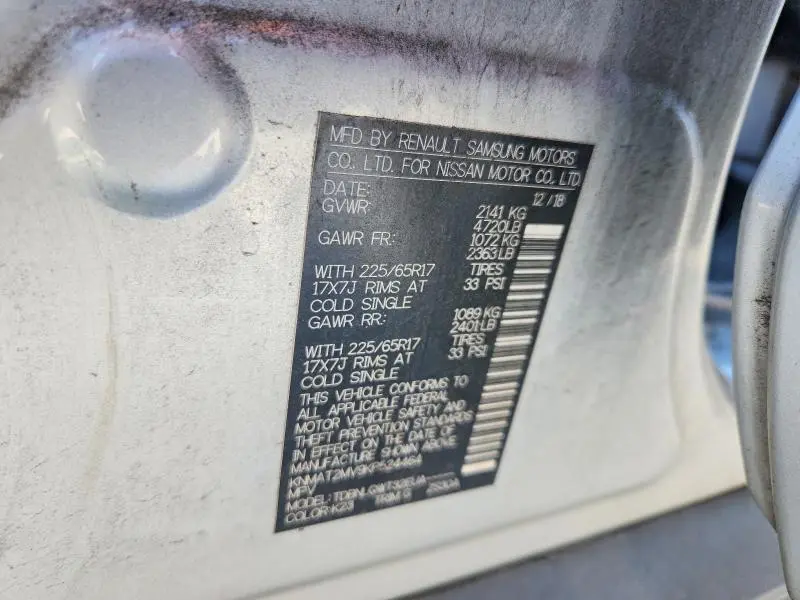 2019 NISSAN ROGUE SV  