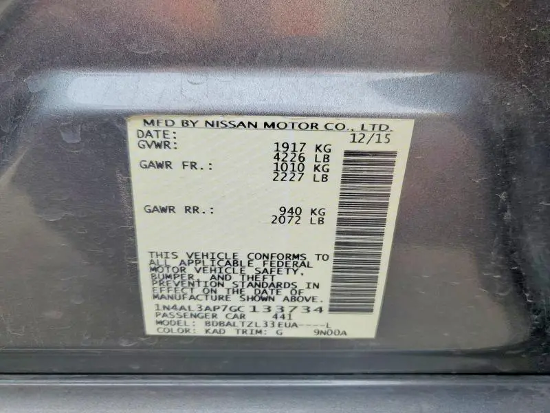 2016 NISSAN ALTIMA 2.5  