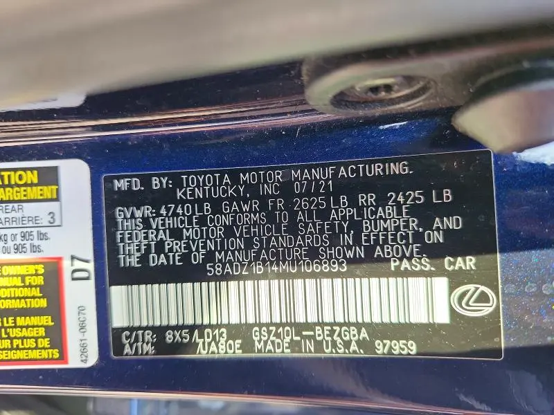 2021 LEXUS ES 350 BASE  