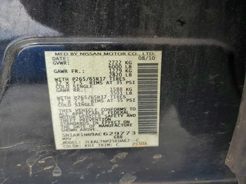2010 NISSAN PATHFINDER S FE+  