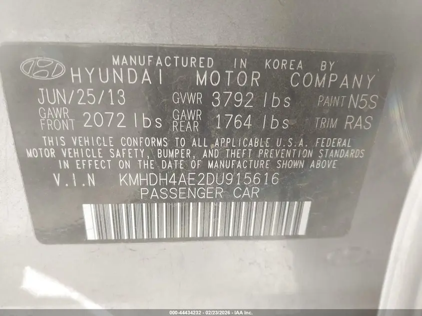 2013 HYUNDAI ELANTRA LIMITED