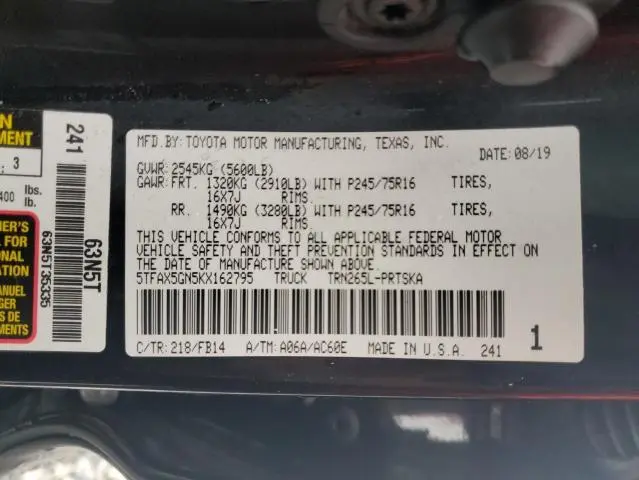 2019 TOYOTA TACOMA DOUBLE CAB  
