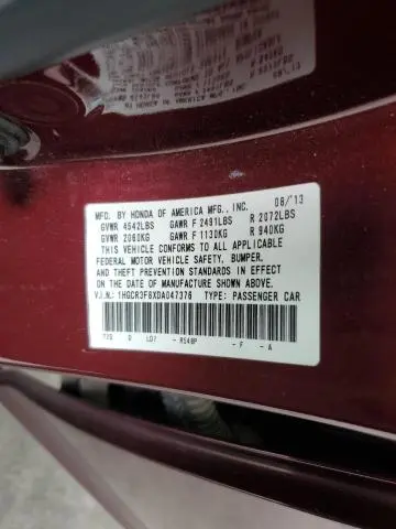 2013 HONDA ACCORD EXL  